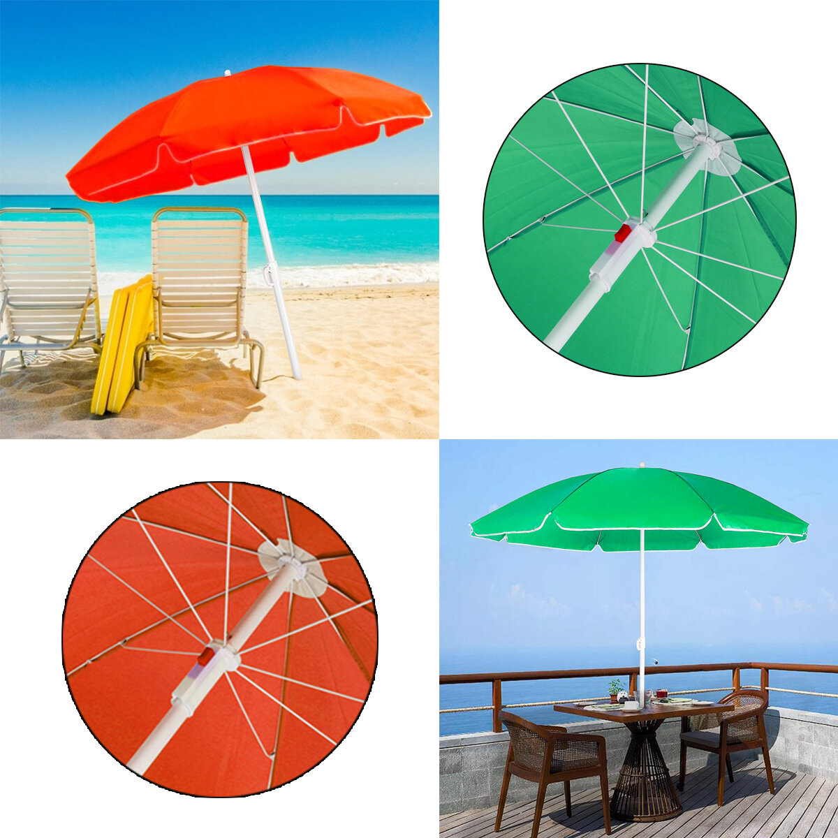 8M Çaplı Plaj Şemsiyesi Taşınabilir Güverte Sandalyesi Güneşlik Spike UV Koruma Şemsiye
