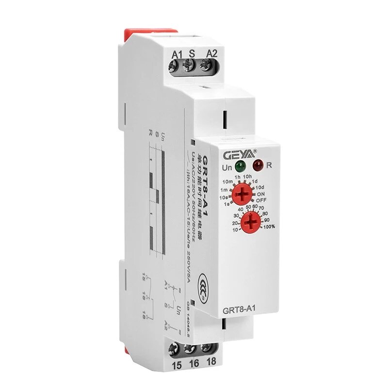 GEYA GRT8-A1 A2 AC230V AC/DC12-240V Single Function Din Rail Time Relay Industrial Control Auto Timer Relays Time Delay
