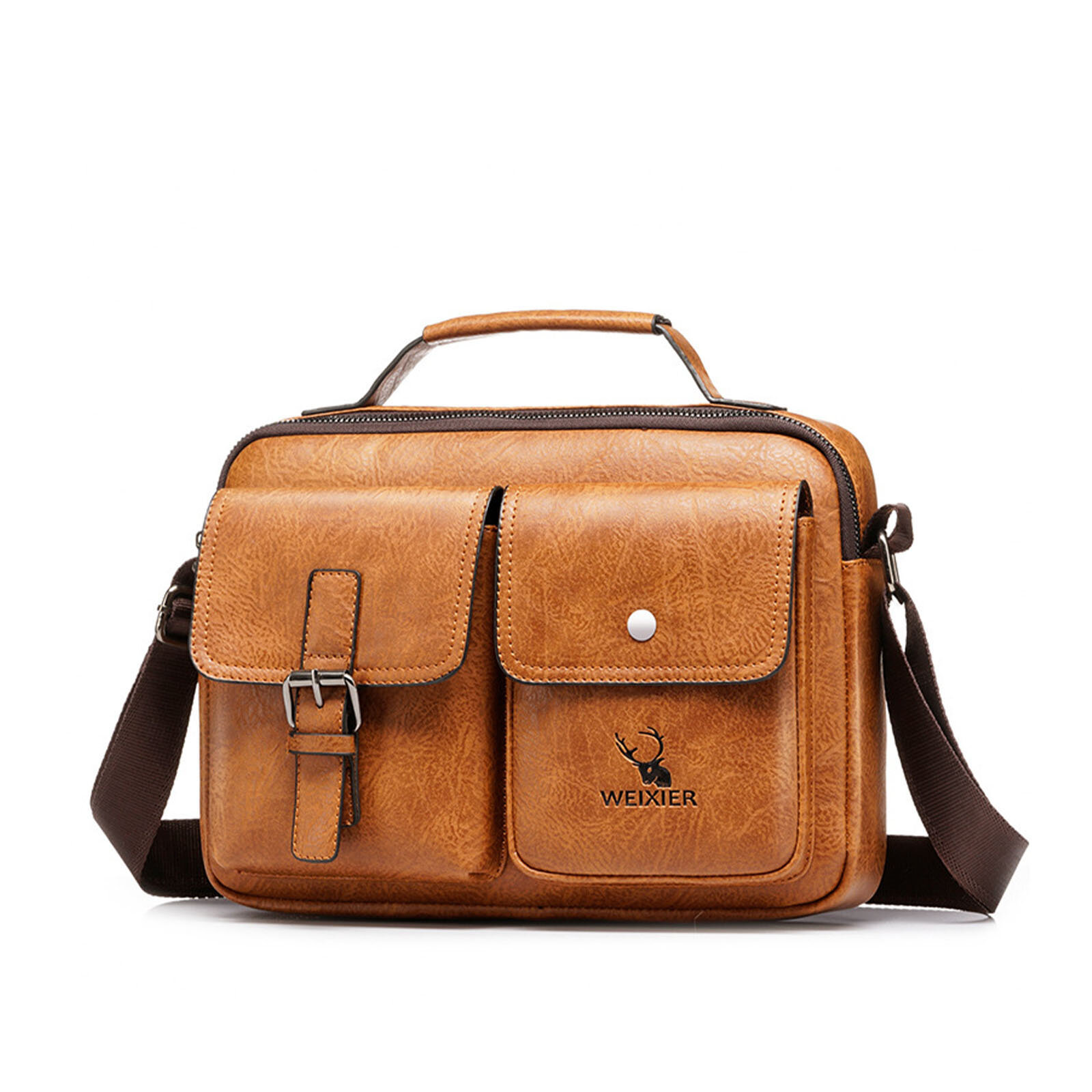 

Menico Men Artificial Leather Vintage Casual Multi-compartment Large Capacity Handbag Crossbody Bag