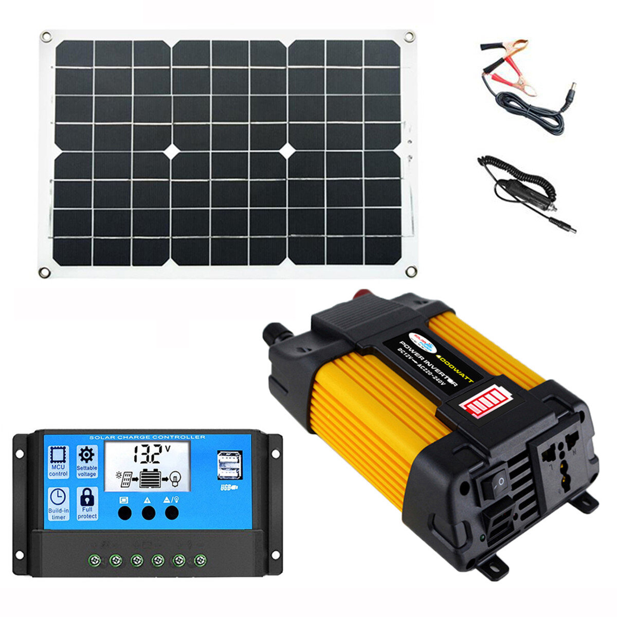 الشمسية القوة نظام 18 واط الألواح الشمسية 4000 واط العاكس 30A مجموعة تحكم لوحة للطاقة الشمسية البطارية شاحن
