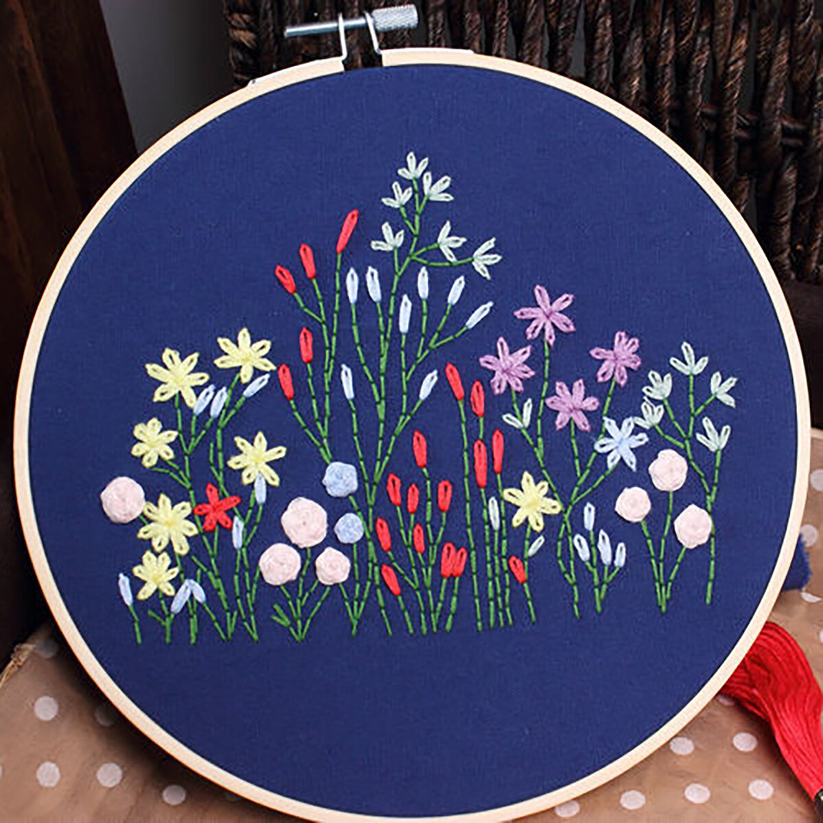 

Embroidery Kit for Beginner Flower Pattern Cross Stitch Needlework Without Hoop
