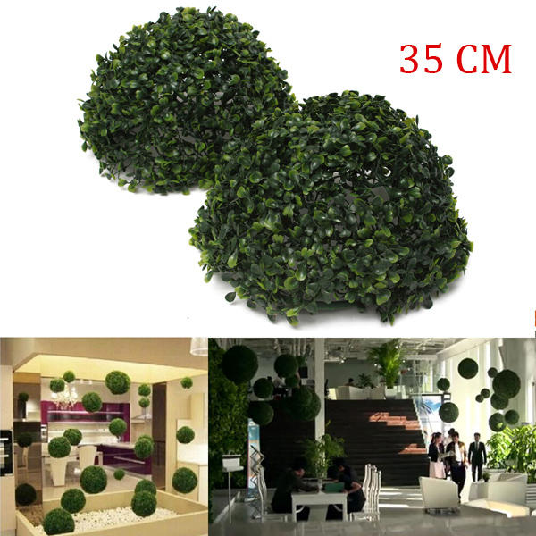 35cm Plastic Artificial Topiary Grass Ball Leaf Effect Ball Wedding Gardening Hanging Decoration
