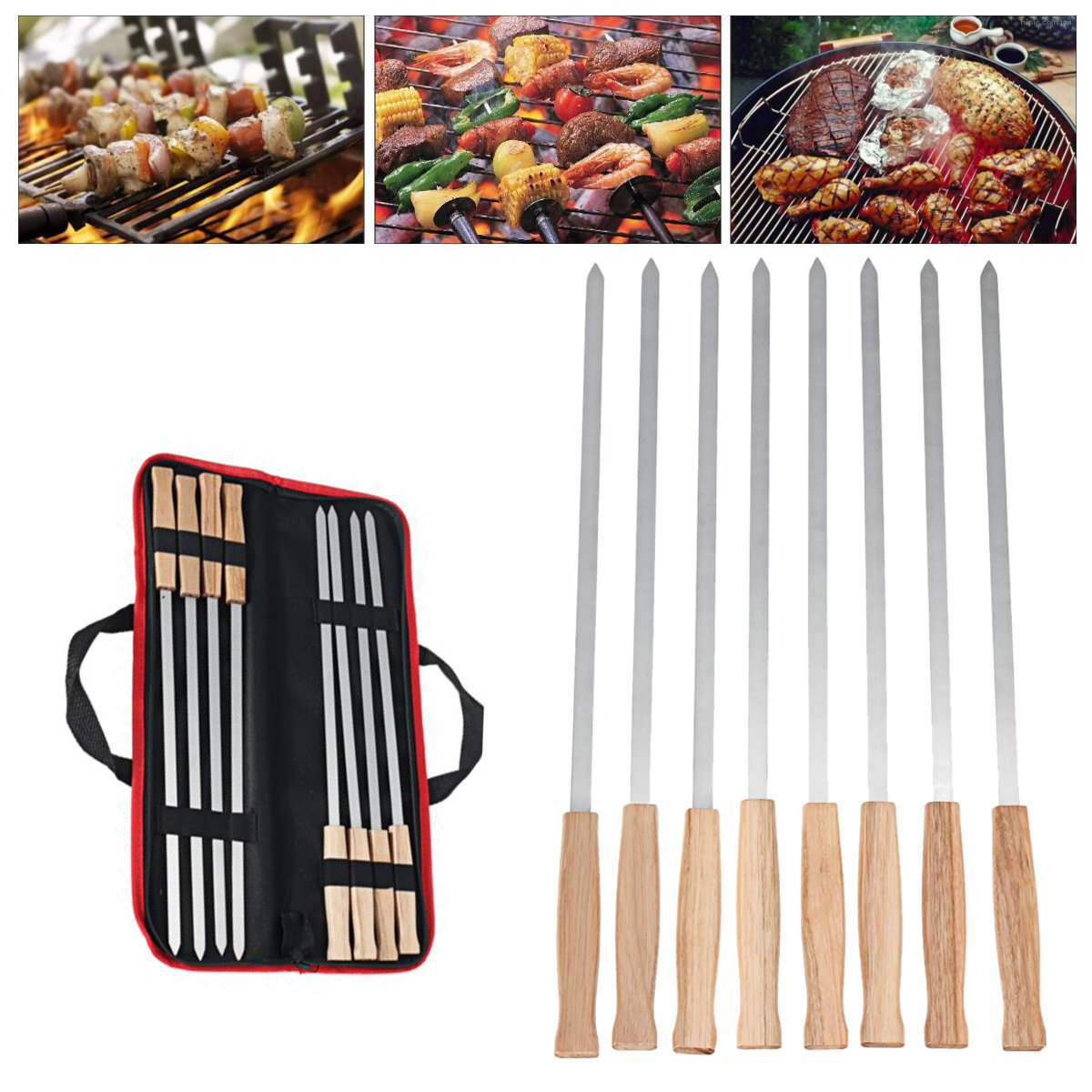 6 x Barbecue Brochettes Kebab Cook Grill Poêle Barbecue BBQ Bâtons