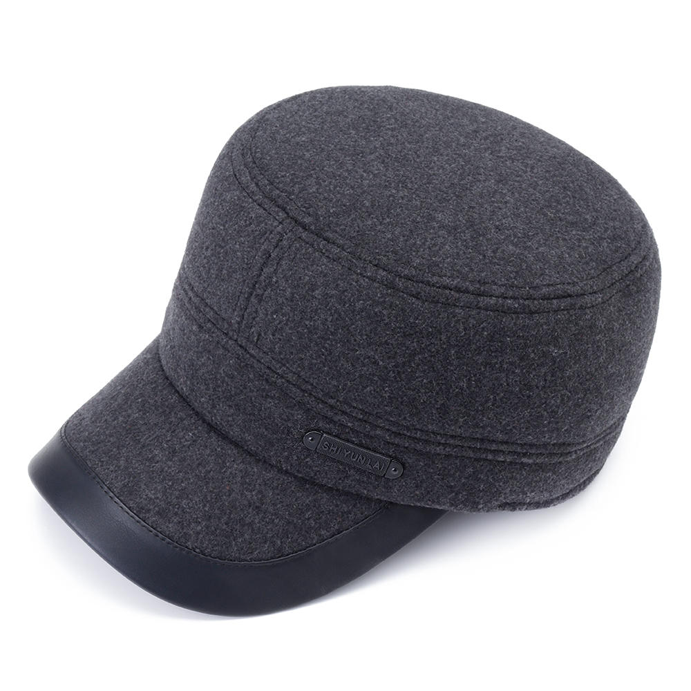 Benficial Fashion Winter Men Leather Casual Hat Thicken Middle-Aged Hat Cap Topee