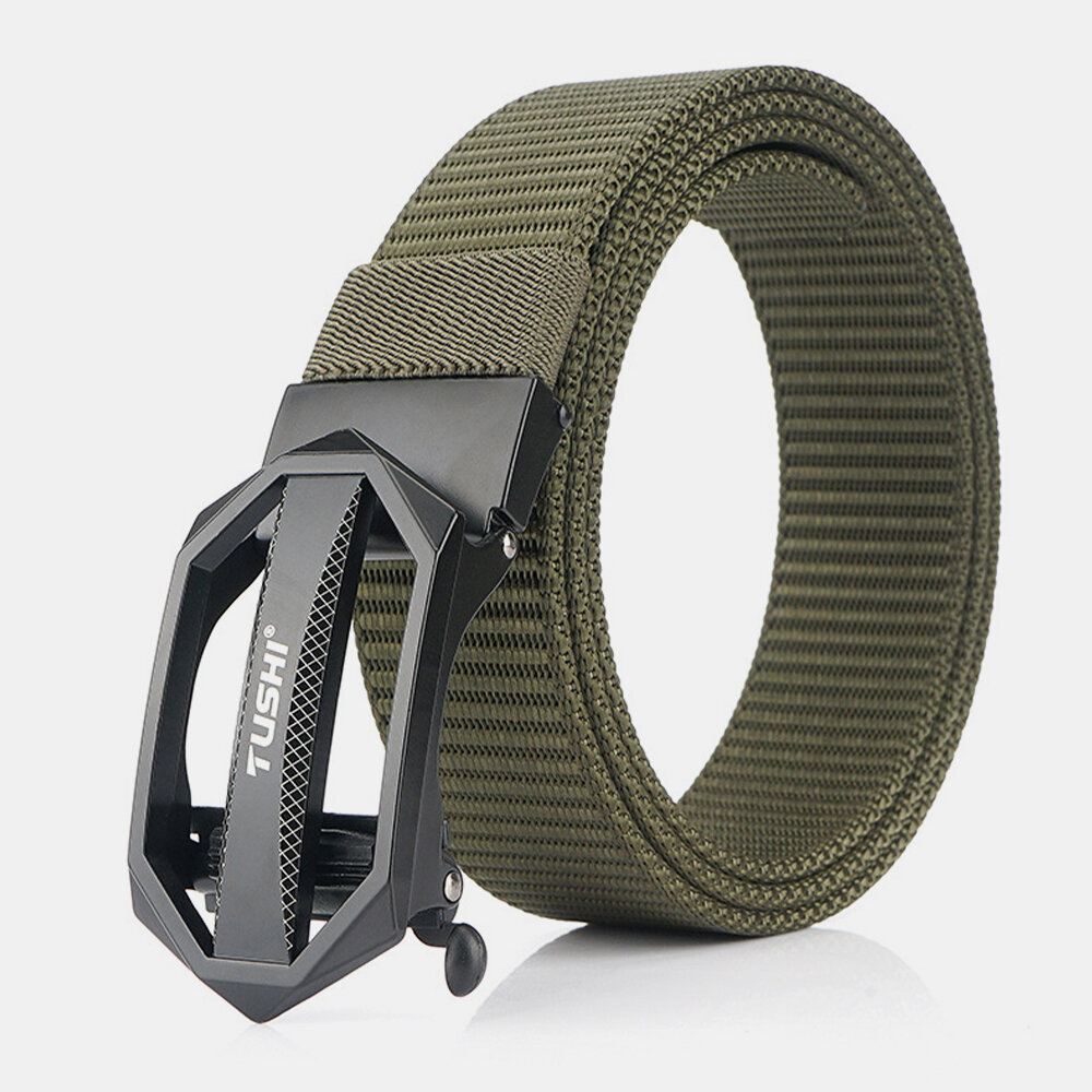 Men Nylon 120cm Automatic Smooth Buckle Wear-Resistant Breathable Outdoor Casual Business Belts