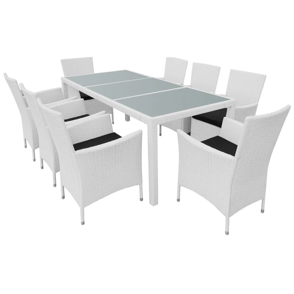 7 Piece Outdoor Dining Furniture Set Poly Rattan Cream White