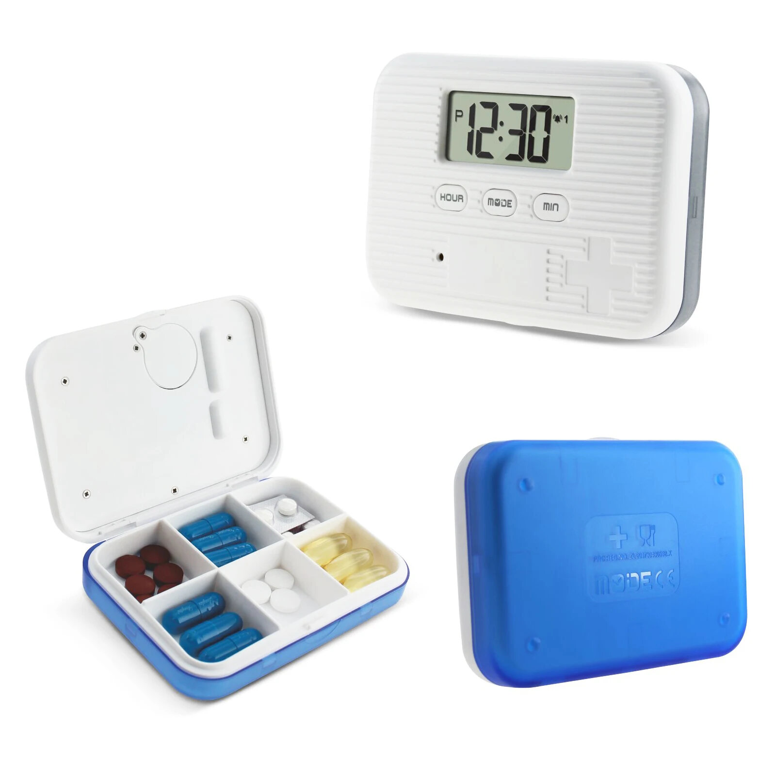

Portable Mini Travel Reminder Pill Box 6-Grids Pill Organizer Electronic Reminder with Timer Alarm