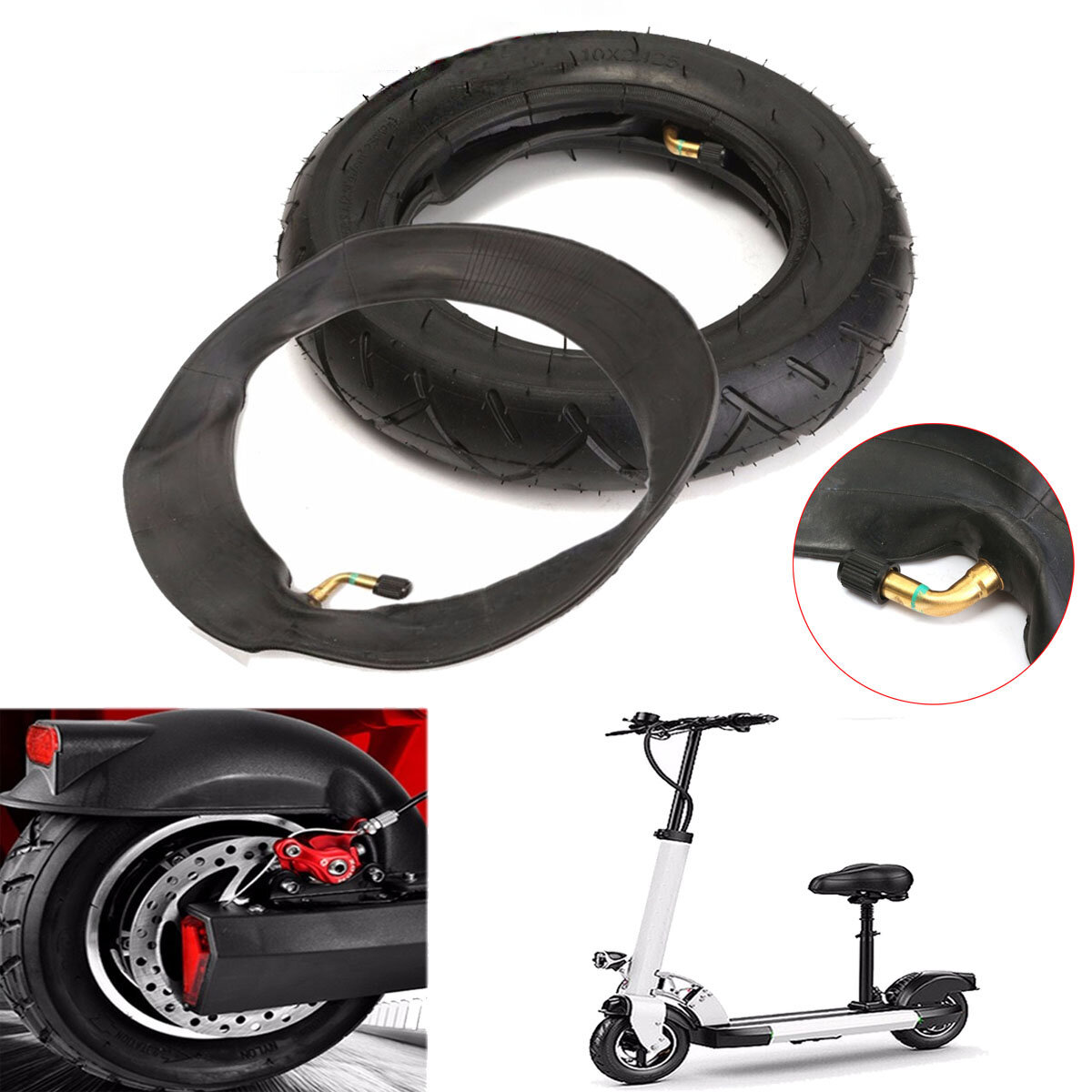 10 x 2.125'' Electric Scooter Tire + Inner Tube Scooter Wheels for Balancing Scooter, Banggood  - buy with discount