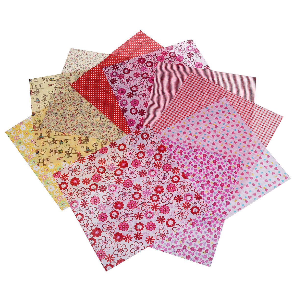 

50Pcs Assorted Printed Floral Patchwork Cotton Fabric Quilting Cloth 25x25cm
