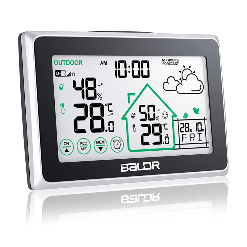 

BALDR Wireless Weather Station Indoor Outdoor Thermometer Hygrometer with LCD Touch Screen Blacklight Weather Forecast C