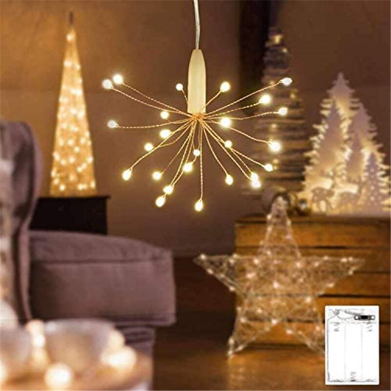LED Vuurwerk Koper Lijn Licht Batterij Doos Fairy Lamp Kerst Festival Decoratie Star Light String Pa