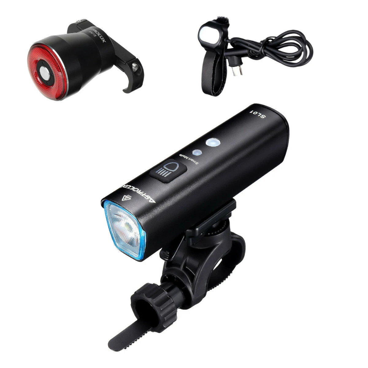 Astrolux Bike Light Set with SL01 1000lm Smart Vibration Sensing Headlight Front Lamp and SM10 Smart Brake Sensing Bicycle Taillight