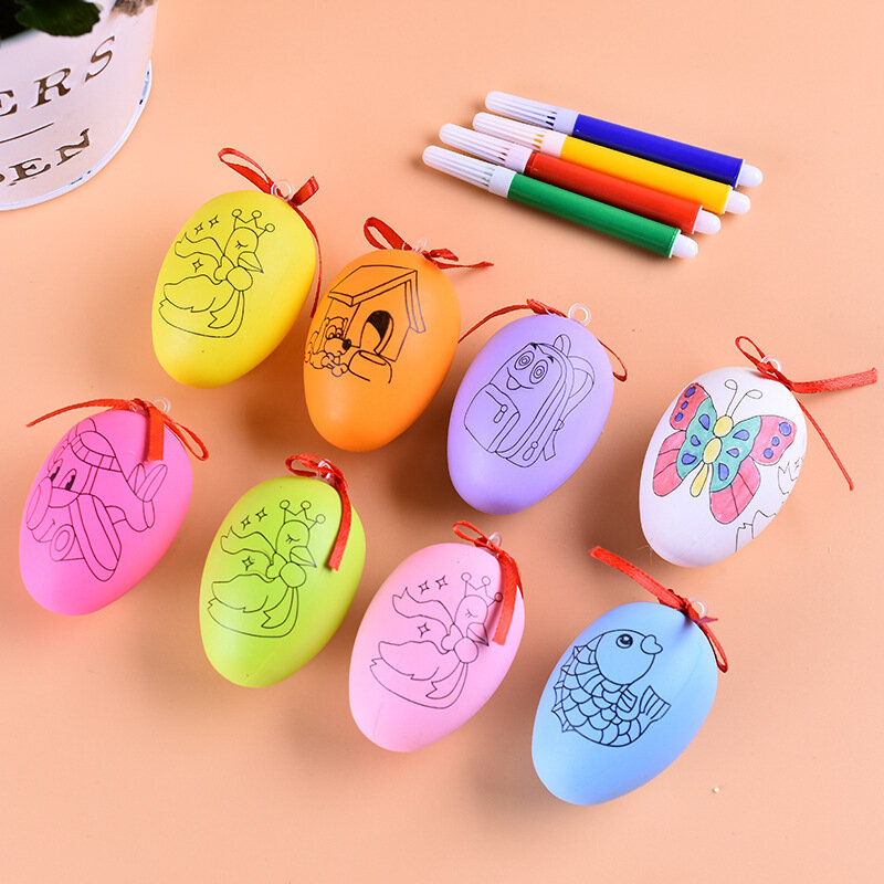 

Easter Decorations DIY Hand Painting Eggs Mixed Color Artificial Eggs Kids Toy for Home Office