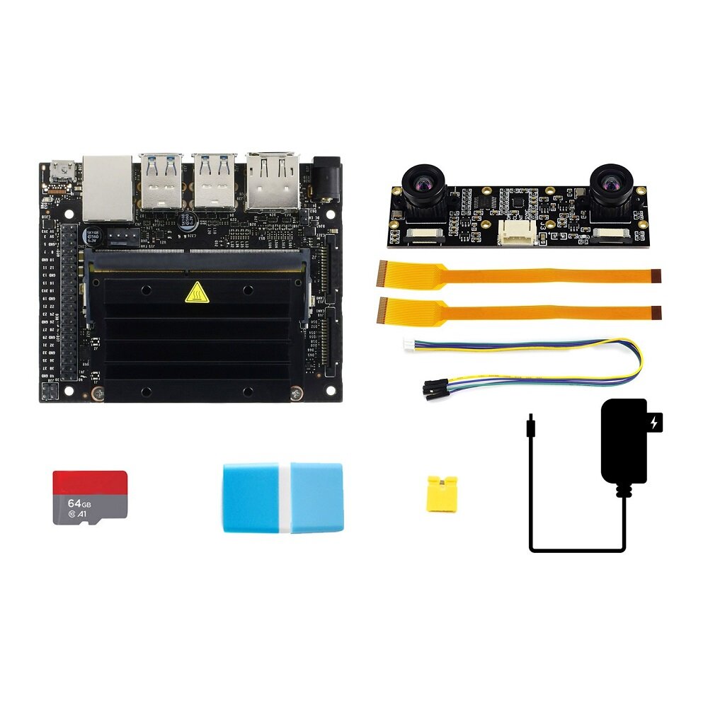 

NVIDIA Jetson Nano B01 Developer Kit with 8MP IMX219-83 Binocular Camera Module TF Card Demo Board Deep Programming Lear