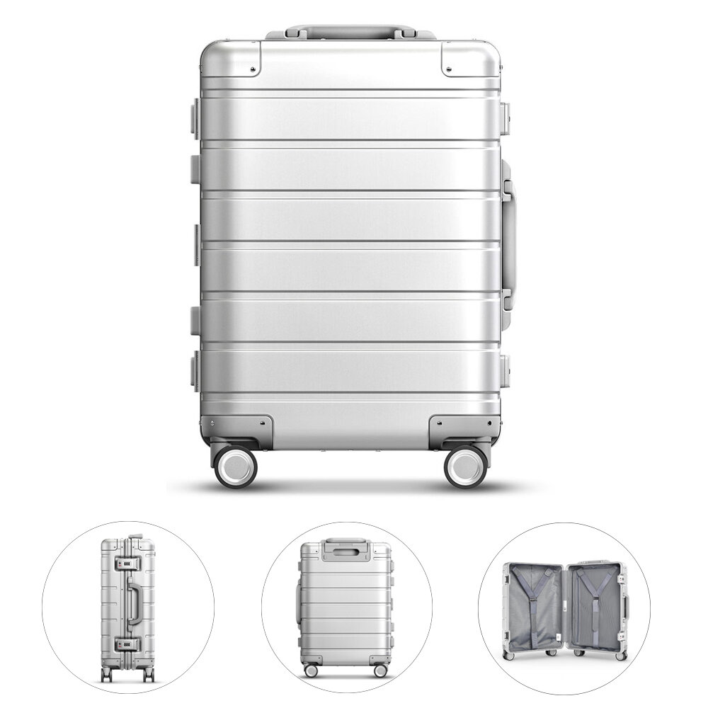 90FUN 20-дюймовый чемодан для путешествий объемом 31 литр, из алюминиевого сплава с замком TSA, колесами-спиннерами для переноски в качестве ручной клади.