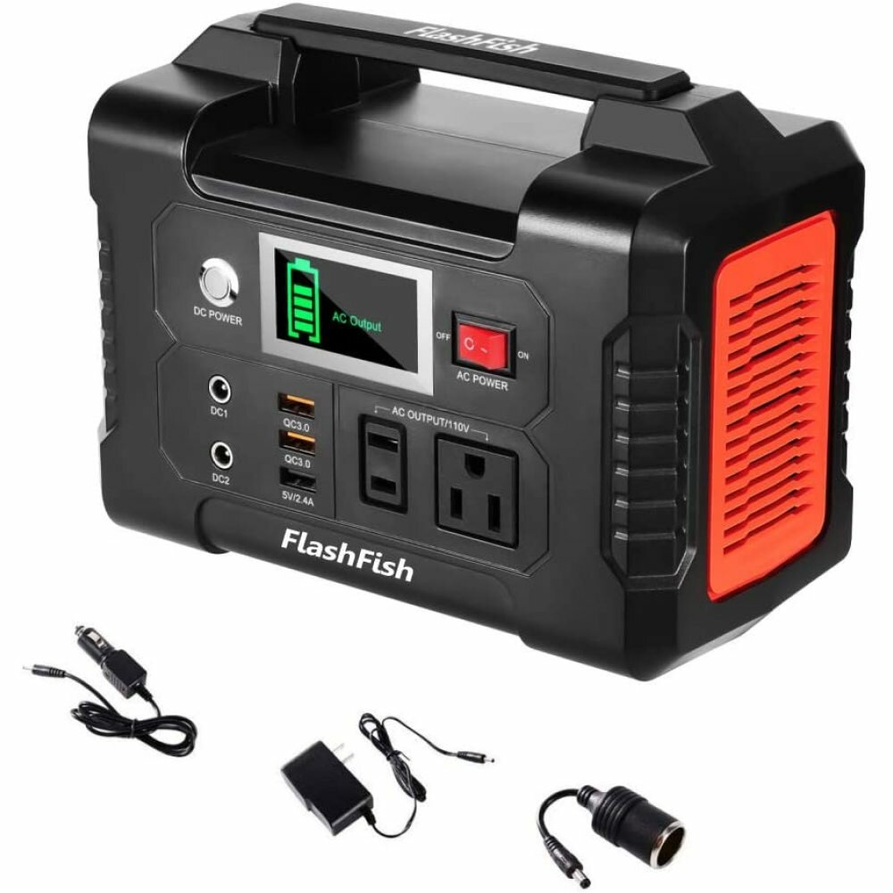 [US/EU Direct] FlashFish 200W 40800mAh hordozható áramfejlesztő napelemes erőmű 110V AC kimenettel/2 DC porttal/3 USB porttal