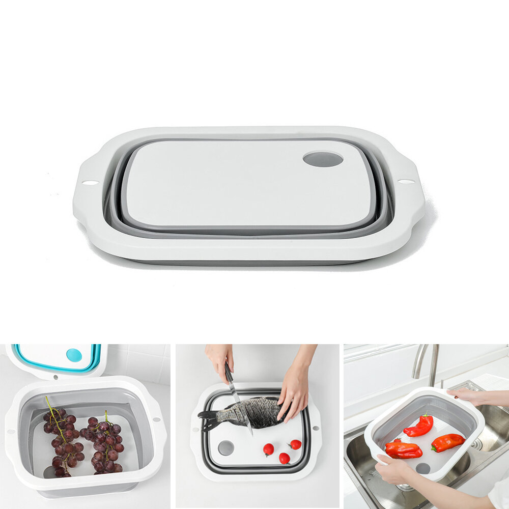 

IPRee® Multifunction Cutting Board Foldable Drain Basket Vegetable Fruits Washing Colander PortableKitchen Organizer
