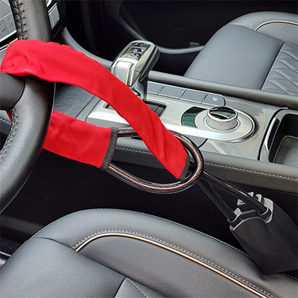 Car Steering Wheel Steel Lock Seat Belt Anti-theft Lock With 2 Keys Anti-theft Device Easy Installation Fits Most Cars S