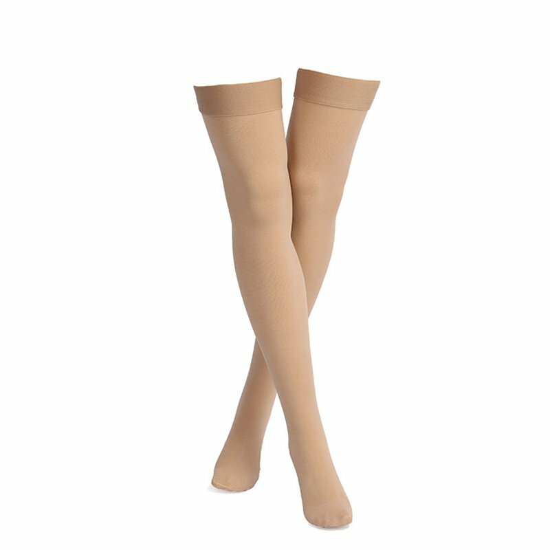 Skin Color Anti Skid Compression Thigh Stocking Prevent Varicose Vein Socks Pain Relief Close Toe