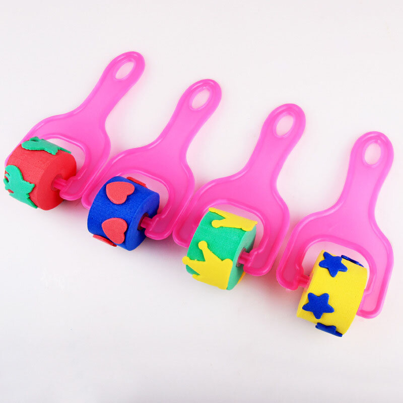 4pcs Sponge Stamps Children's Educational Toys Children's Little Boy Boys And Girls Handicrafts Painting Learning Coloring Drawing Set