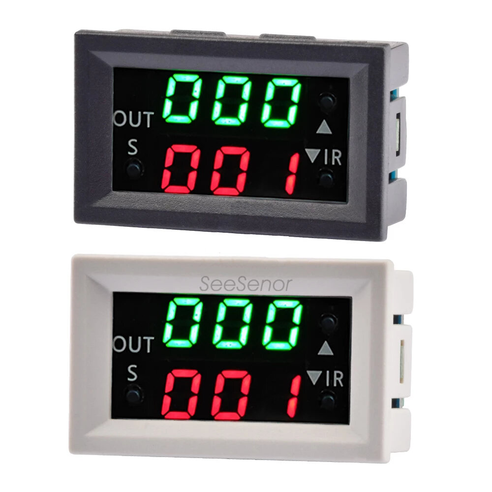 T2401-O T2401-N DC 12V Dual LED Display Time Relay Module Digital Time Delay Relay Cycle Timer Switch Control Module Act