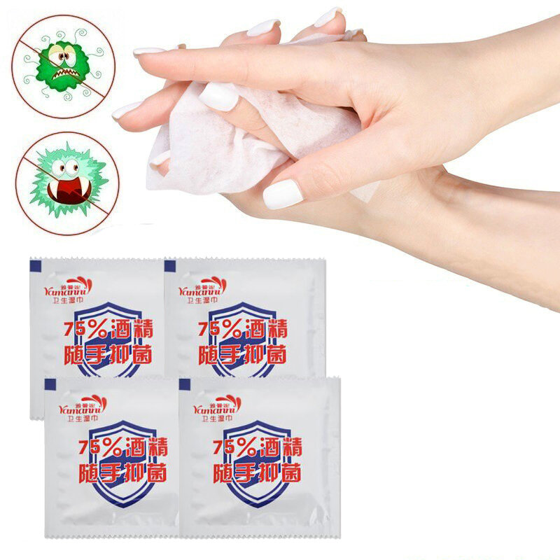 

10Pcs 75% Alcohol Disinfecting Wipes Efficient Sterilization Single Piece Individually Packaged Epidemic Prevention Desi
