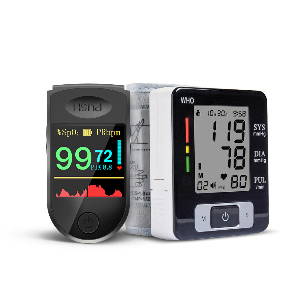 

BOXYM 2 in 1 Finger Pulse Oximeter Blood Pressure Monitor Health Care Set for Elder Men Women Christmas Gift