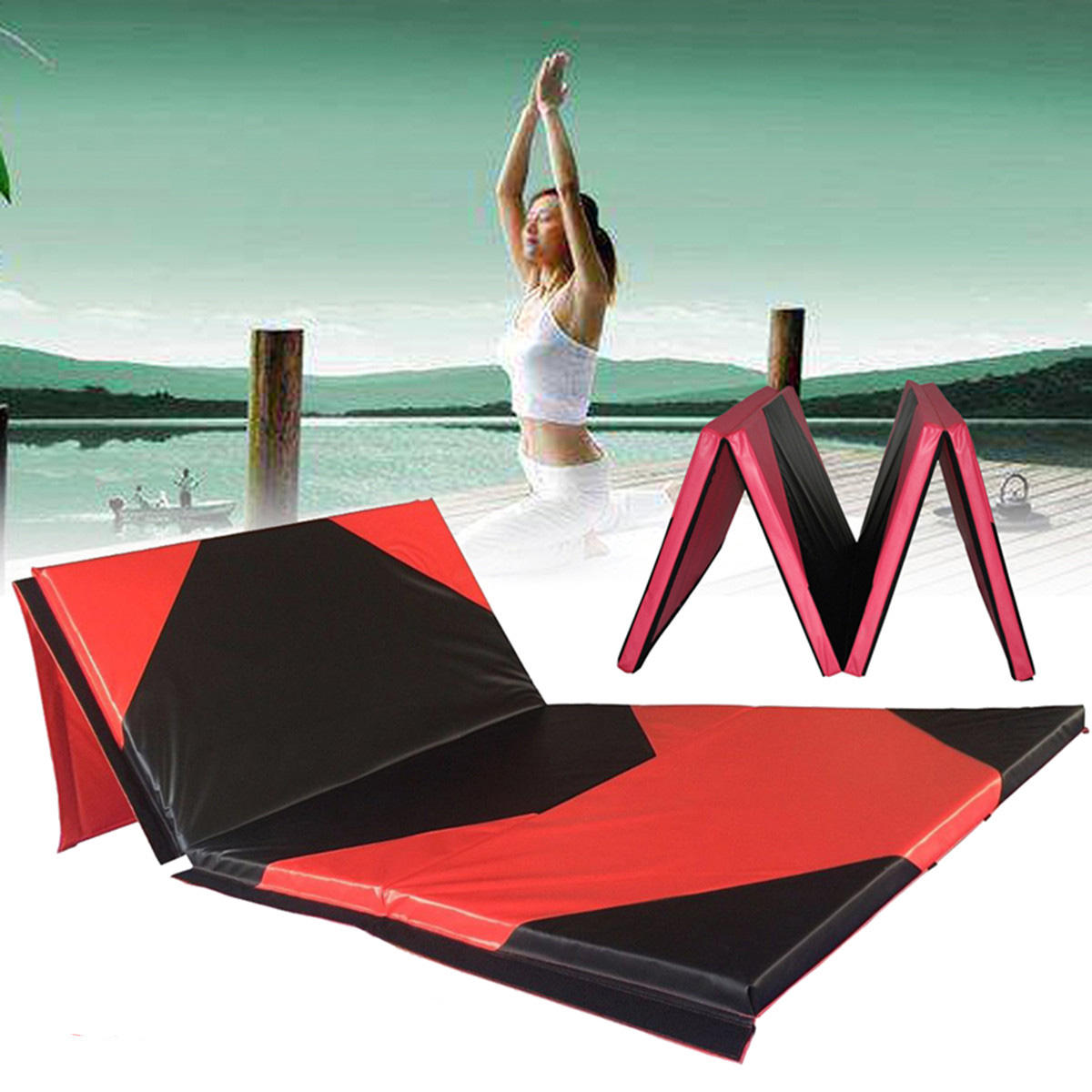 118x47x1.97inç Jimnastik Mat Jimnastik Katlanır Panel Yoga Egzersiz Tamburlaması Fitnes Pad