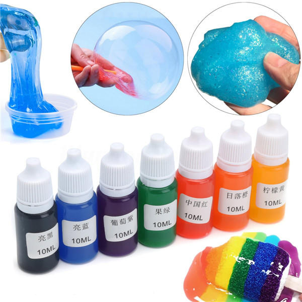 7 Kleuren Pigment DIY Sneeuw Modder Styrofoam Slime Kit Educatieve Speelgoed Geschenk DIY 10ml
