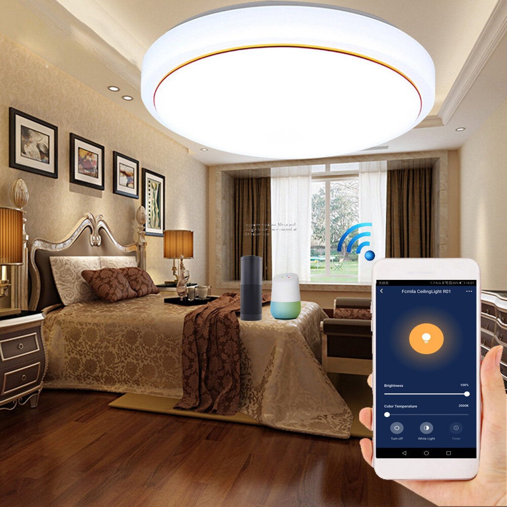

48W CW+WW FYxd005-001 WIFI Smart Ceiling Light AC85-265V Timer Dimmable APP Control Ceiling Lamp Fcmila Bedroom Works wi