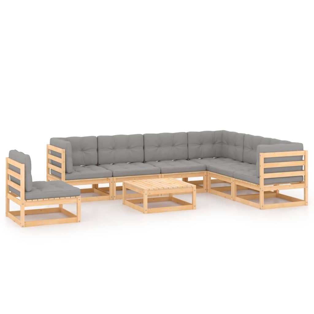 

8 Piece Garden Lounge Set with Cushions Solid Pinewood
