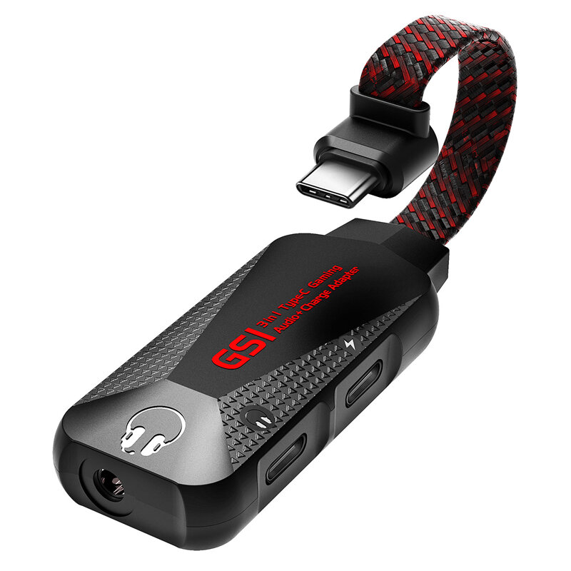 PLEXTONE GS1 3 in 1 Geluidskaart Type-C naar 3,5 mm Adapter 27 W Snel opladen Hi-Res Audio Gaming Mo