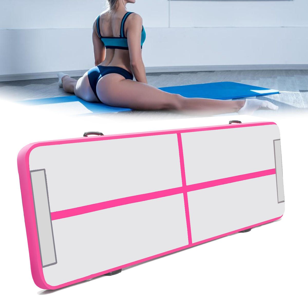 Aufblasbare Gymnastikmatte Airtrack Yoga-Matratze Bodenturnmatte Sportübung in der Größe 200x200x20cm