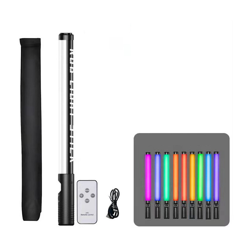RGB Colorful LED Lightsaber Stick Fill Light USB Rechargeable Handheld Flash Light Stick Speedlight 