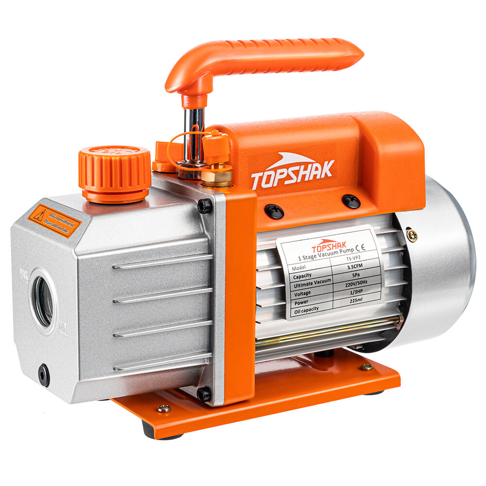 Topshak TS-VP2 1/3 HP Vacuum Pump 220V 3.5 CFM/ 110V 4.0 CFM Air Conditioner Refrigerant Air Tool With Heavy-Duty Motor