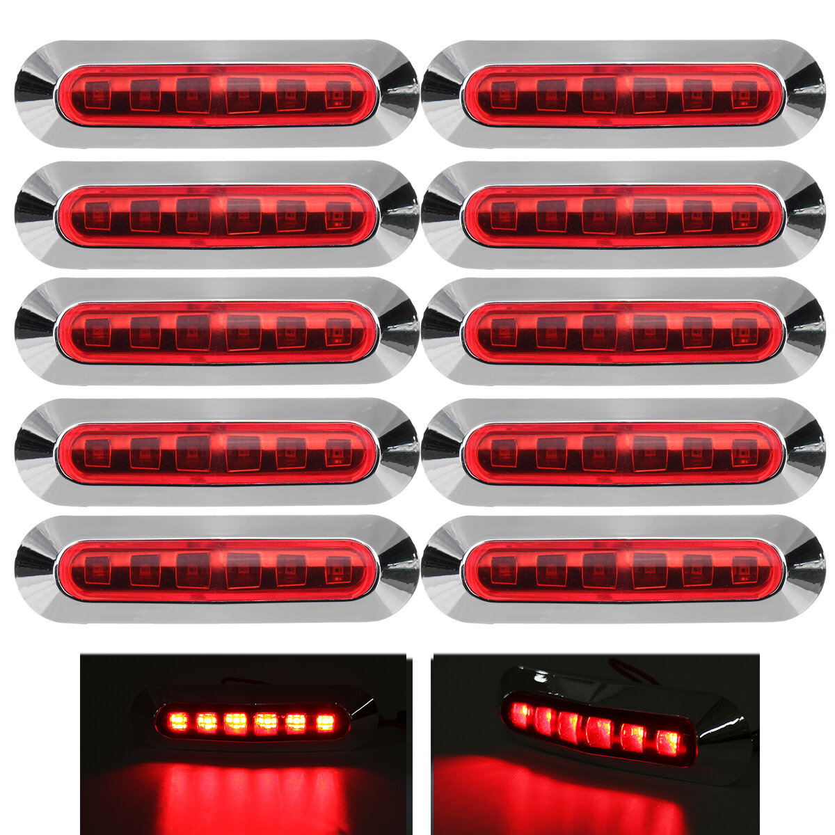 

10шт 12В 24В 6 LED боковые габаритные огни Лампа красный для грузовика прицеп караван грузовик фургон