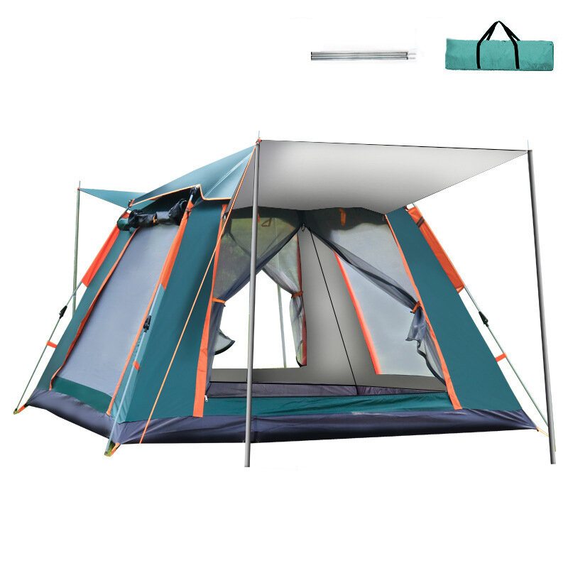 215x215x142cm Tenda de acampamento automática de primavera para 4 pessoas Protetores solares impermeáveis à prova de vento para 4 pessoas 5 janelas com dossel de ventilação