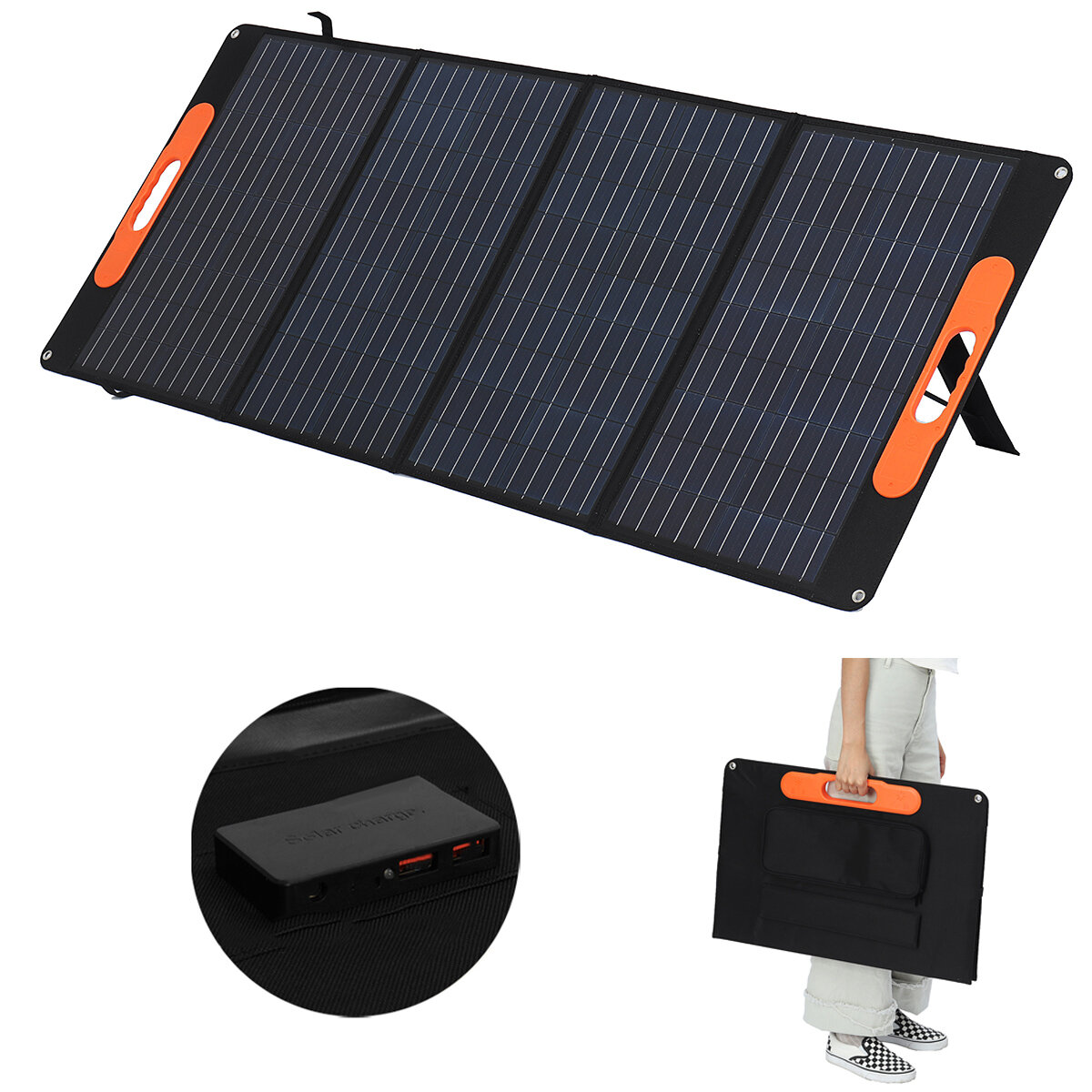 Painel solar dobrável de 120 W Bolsa Porta de saída 4 em 1 Geração de energia solar portátil Bolsa Carregamento portátil Viagem de acampamento ao ar livre