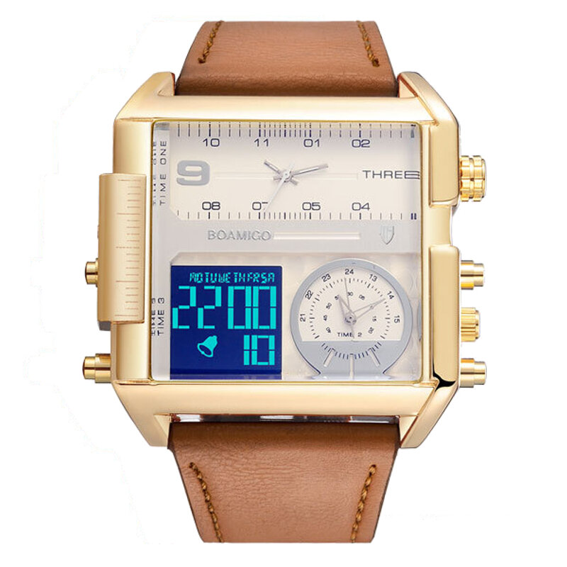 BOAMIGO F920 Mode Heren Digitaal horloge Creatieve wijzerplaat Week Maandweergave Chronograaf 3 Tijd