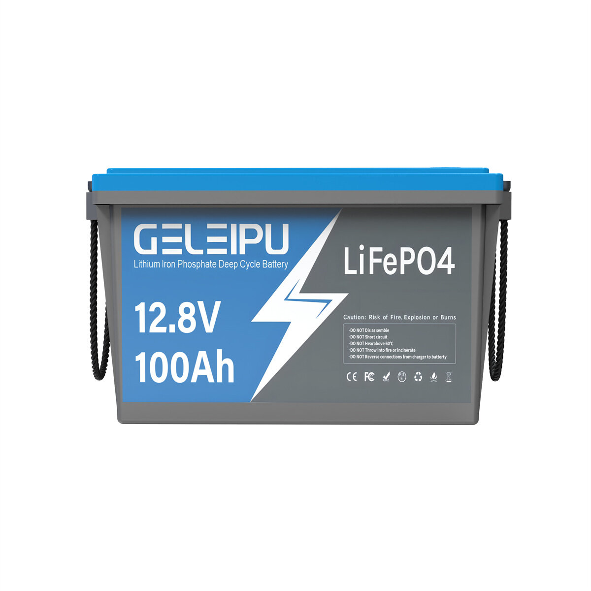 [EU Direct] GELEIPU 12V 12.8V 100Ah LiFePO4 Batterij, 1280Wh Oplaadbare Lithium Batterij met ingebouwde 100A BMS, met 4000-15000 Cycli, Perfect voor Trolling Motor Solar Systeem