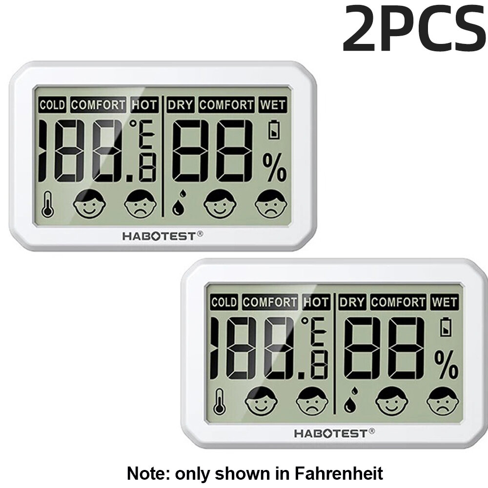 

2Pcs HABOTEST HT681 Thermometer Hygrometer Weather Station Mini Thermometer Living Room LCD Digital Temperature Humidity