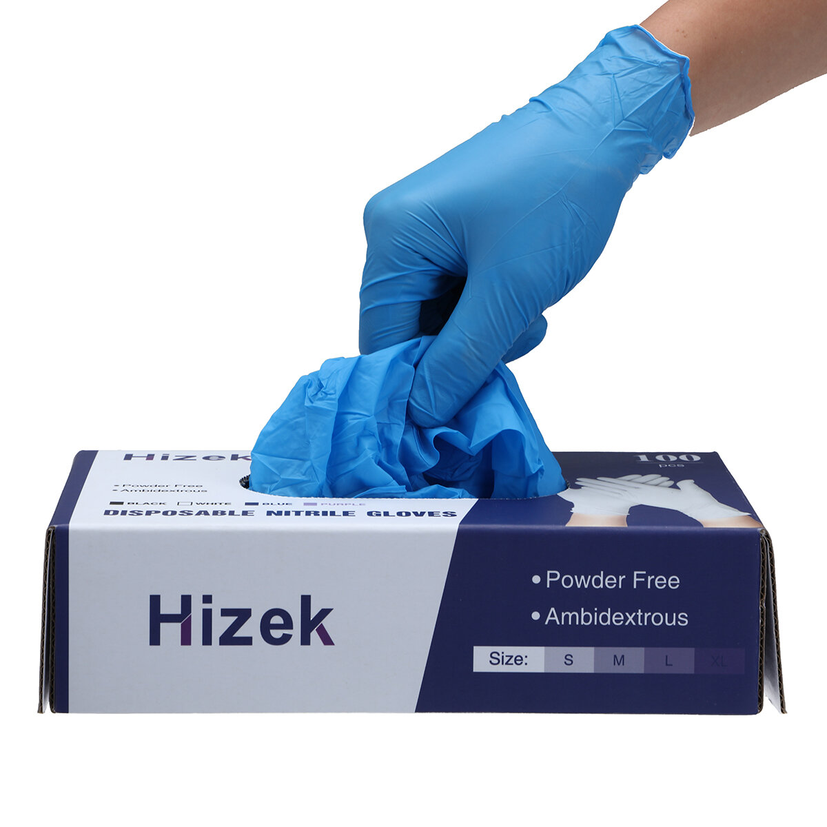 Hizek 100Pcs Disposable Nitrile Gloves Latex Free Working Cleaning Gloves Soft Industrial Gloves