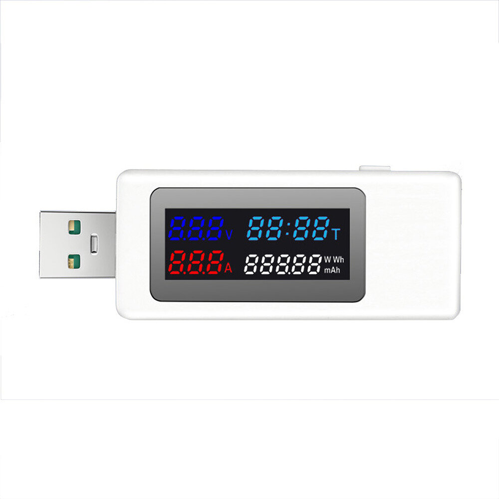 6 in1 USB Tester Digitale Lcd-scherm Stroom Spanning Oplader Timing Power Meter Meetinstrument 120 W