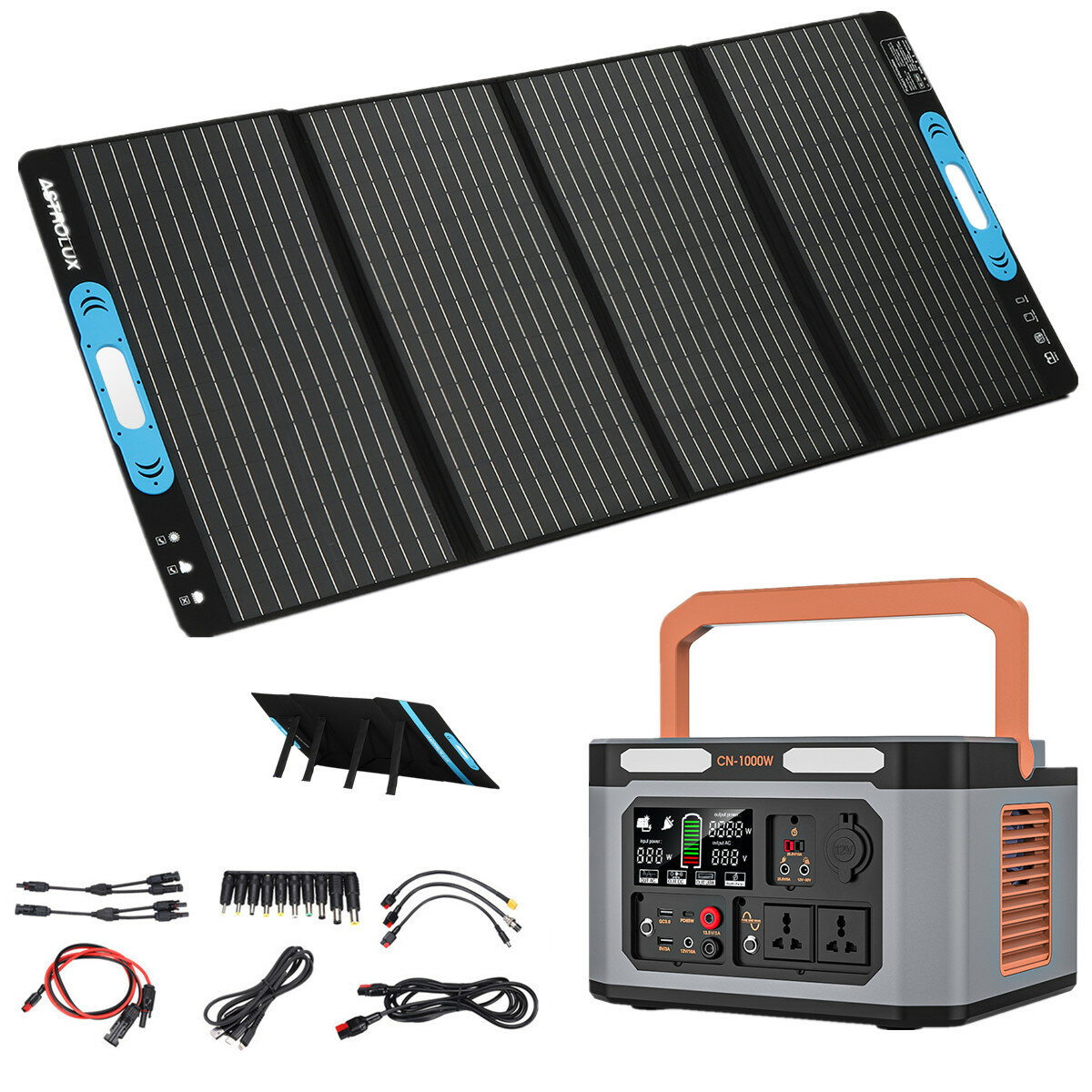 Astrolux FSP200 200W Solar Panel con 1000W Power Station Set para cámping Tablet Phones Van RV Travel