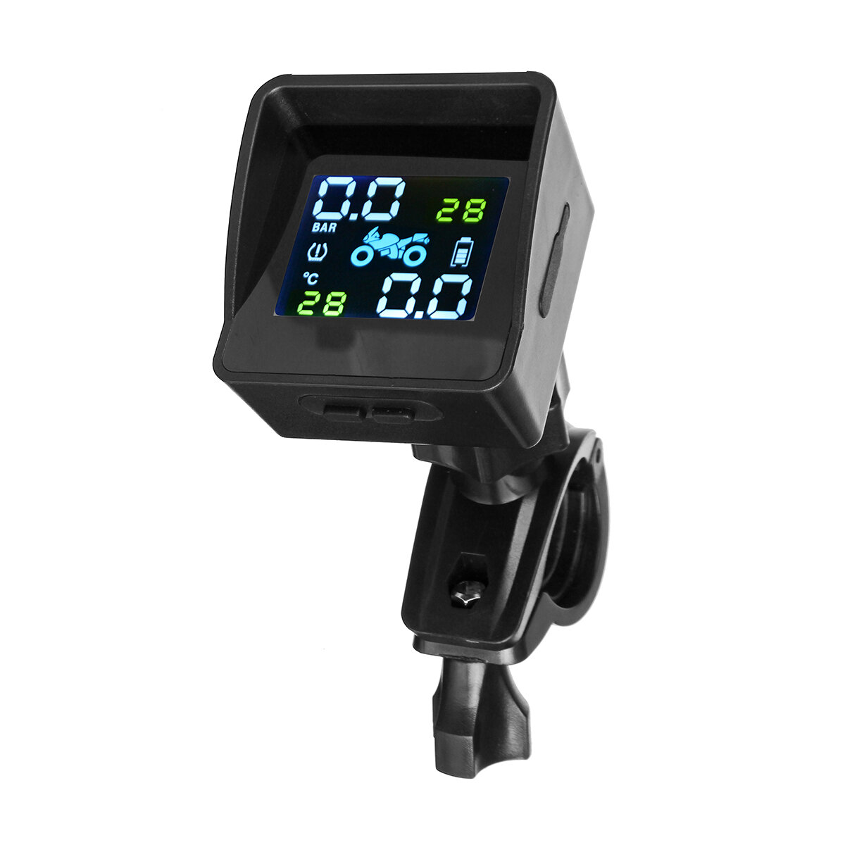 

Solar + USB TPMS Dual Mode 1100mAh Waterproof LCD Display Motorcycle Real Time Tire Pressure Monitor System Wireless Int