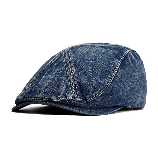 Men Washed Cotton Denim Berets Hat Outdoor Casual Sunscreen Forward Hat