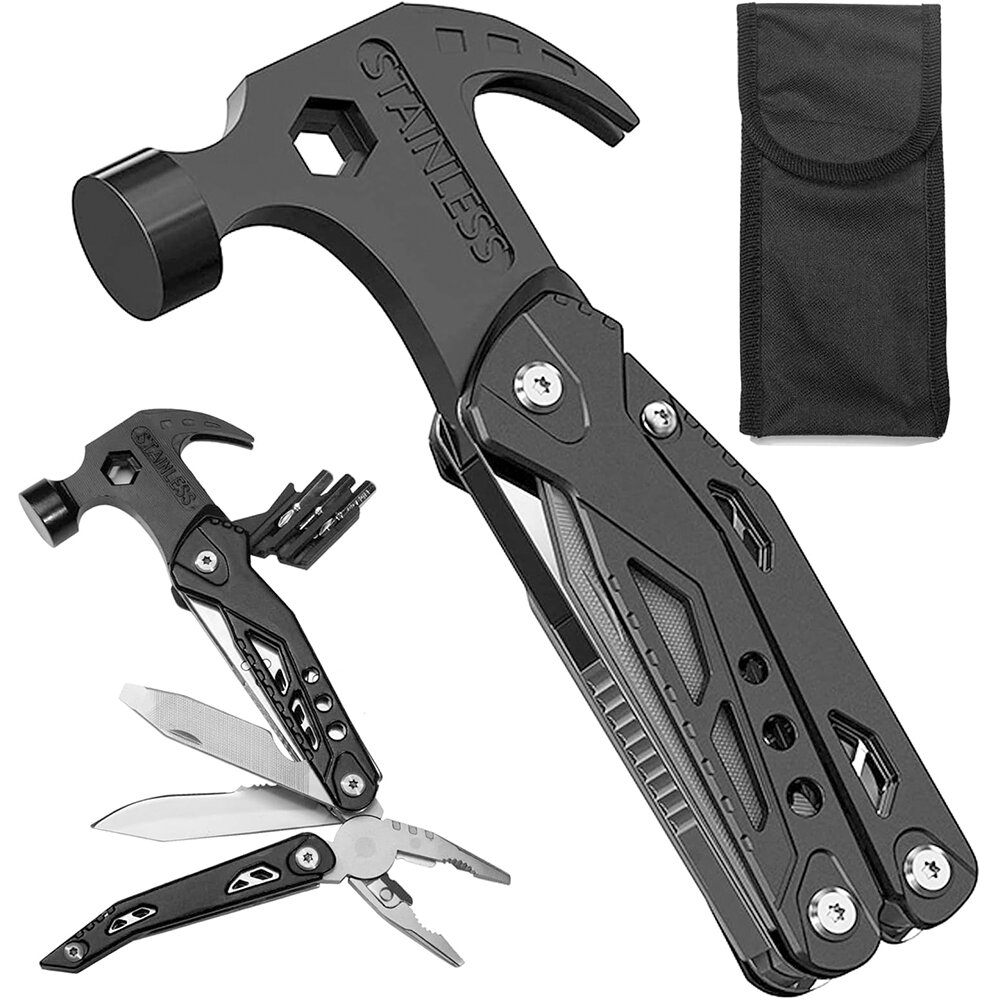 

14 in 1 Multitool Hammer Folding Survival Tool Compact Mini Small Gadget Ideal for Camping Hiking Car Use Perfect Cool G