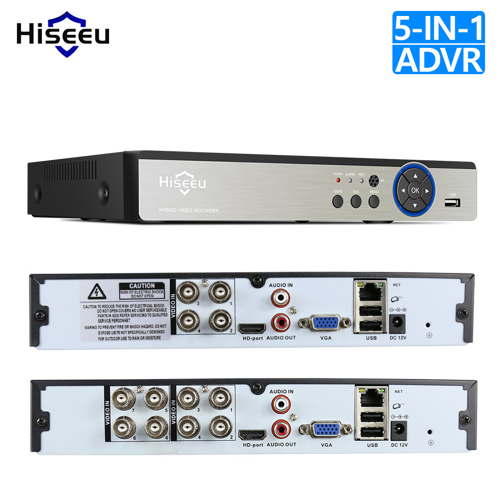 Hiseeu 4CH 960P 8CH 1080P 5 in 1 DVR Video Recorder for AHD Camera Analog Camera IP Camera P2P Cctv System DVR H.264 VGA