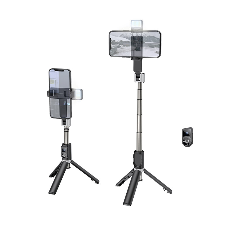 HOCO K16 Alles in One Draagbare Bluetooth-afstandsbediening Selfie Stick 2-Gear Fill Light Telescopi