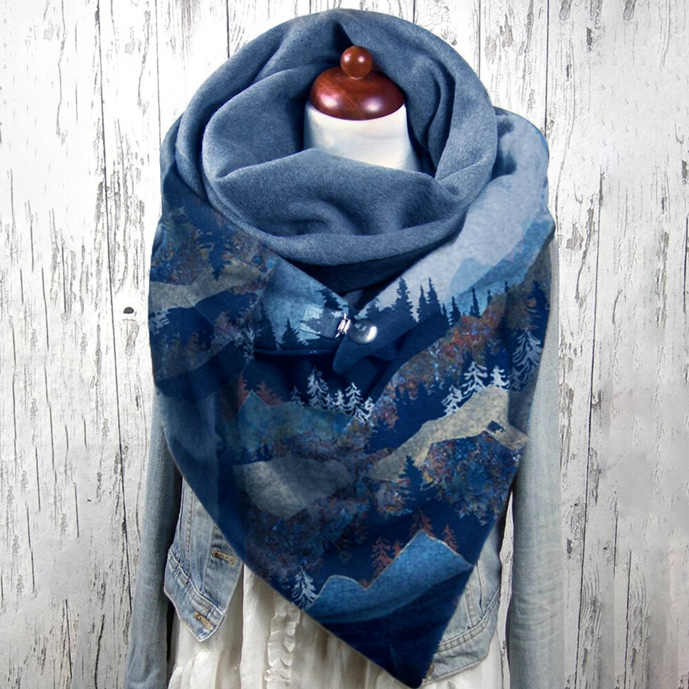 Dames Mountain Treetop Print Pattern Soft Persoonlijkheid Nekbescherming Warme sjaal